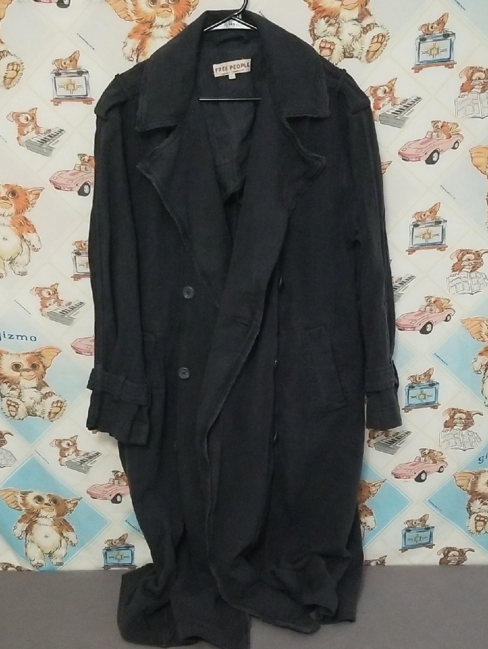 Free People Long Black Trench Coat Size Small
